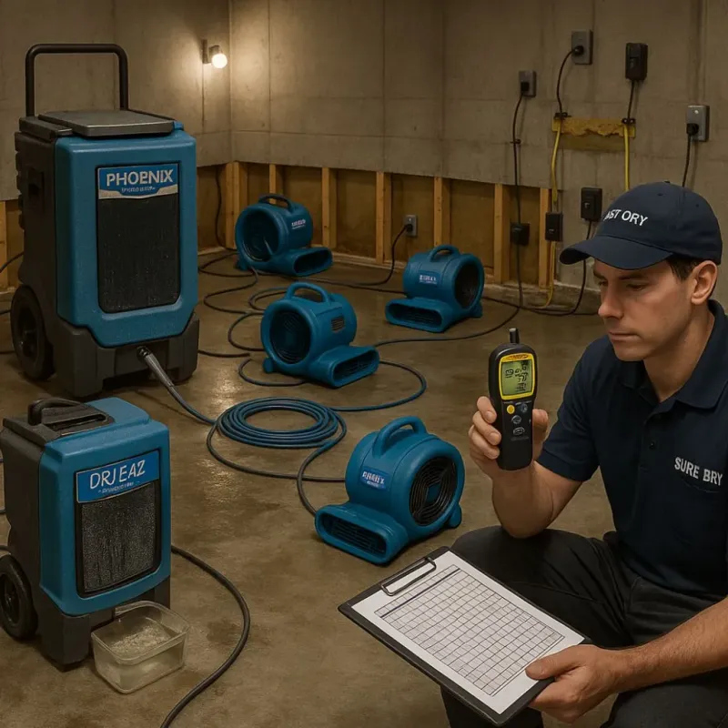 Structural Drying and Dehumidification process in Tara Hills, CA